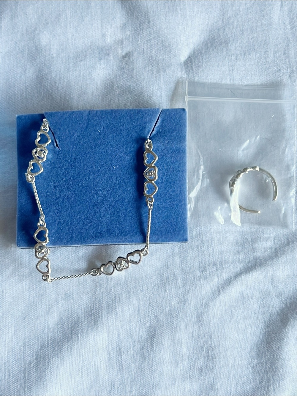 Vintage Avon Silvertone Heart Anklet & Toe Ring Set - Picture 6 of 7